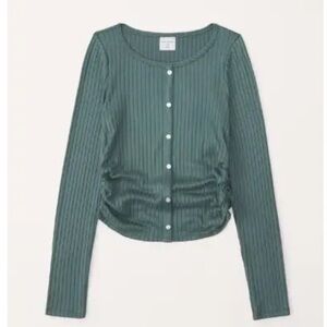 Abercrombie Kids Dark Green Button Down Ribbed Sweater, Size 11/12